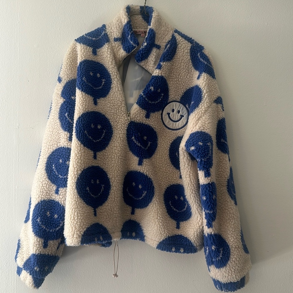 Bailey Rose Nikki Sherpa Pullover- Blue Size Large